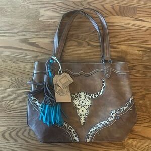 Catchfly studio western leopard tote bag
